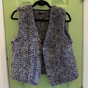 Aqua grey faux fur cropped vest